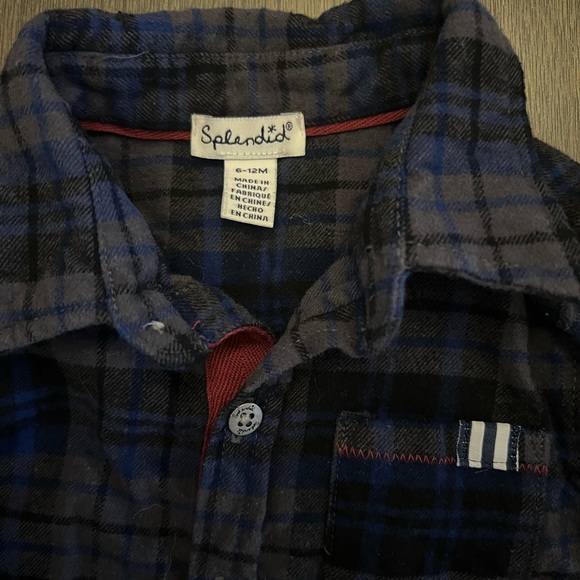 EUC 6-12m Long Sleeve Cotton Button Up - Picture 2 of 4